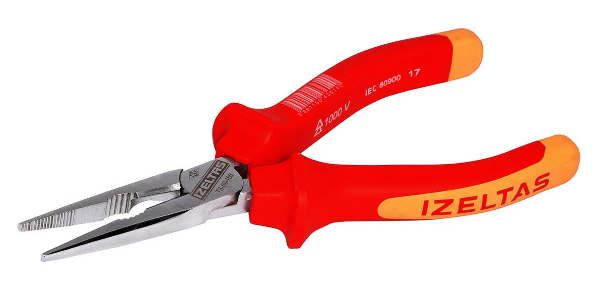 İzeltaş 3220136140 140 mm Uzun Düz Kargaburun Elektrikçi İzoleli 1000 V