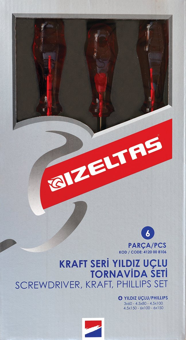İzeltaş 4120008106 6 Li Kraft Yıldız Tornavida Seti