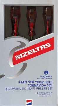 İzeltaş 4120008106 6 Li Kraft Yıldız Tornavida Seti