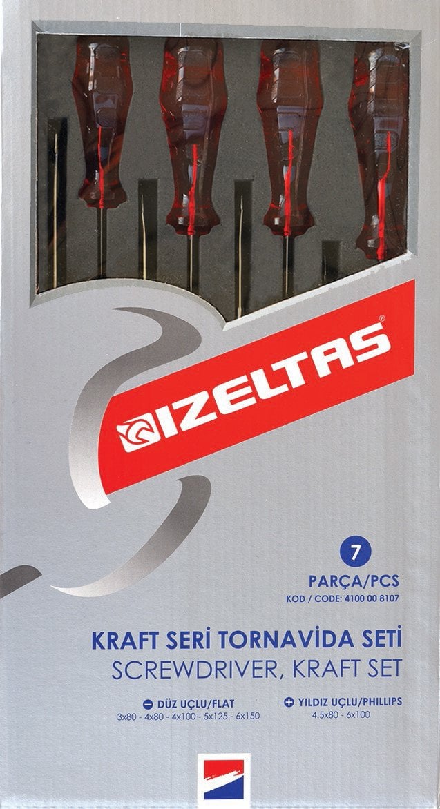 İzeltaş 4100008107 7 Parçali Kraft Tornavida Seti