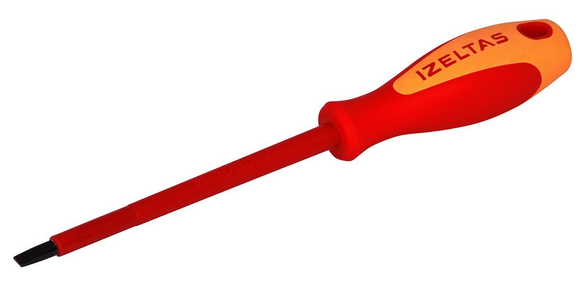İzeltaş 4140172575 2.5X75 Elektrikçi İzoleli Düz Tornavida 1000 V