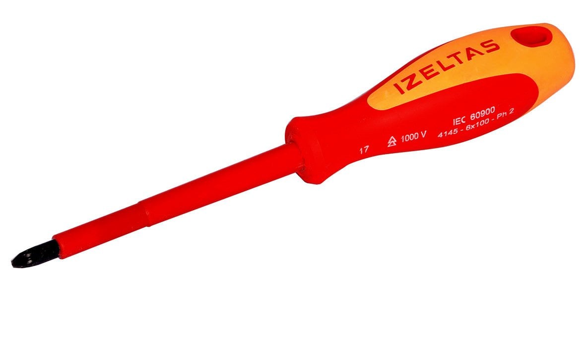 İzeltaş 4145186100 6X100 Elektrikçi İzoleli Yıldız Tornavida 1000 V