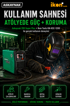 Askaynak 205 Super Plus İnverter Kaynak Makinesi + İkon Tools KN-KSC-1200 Maske Seti