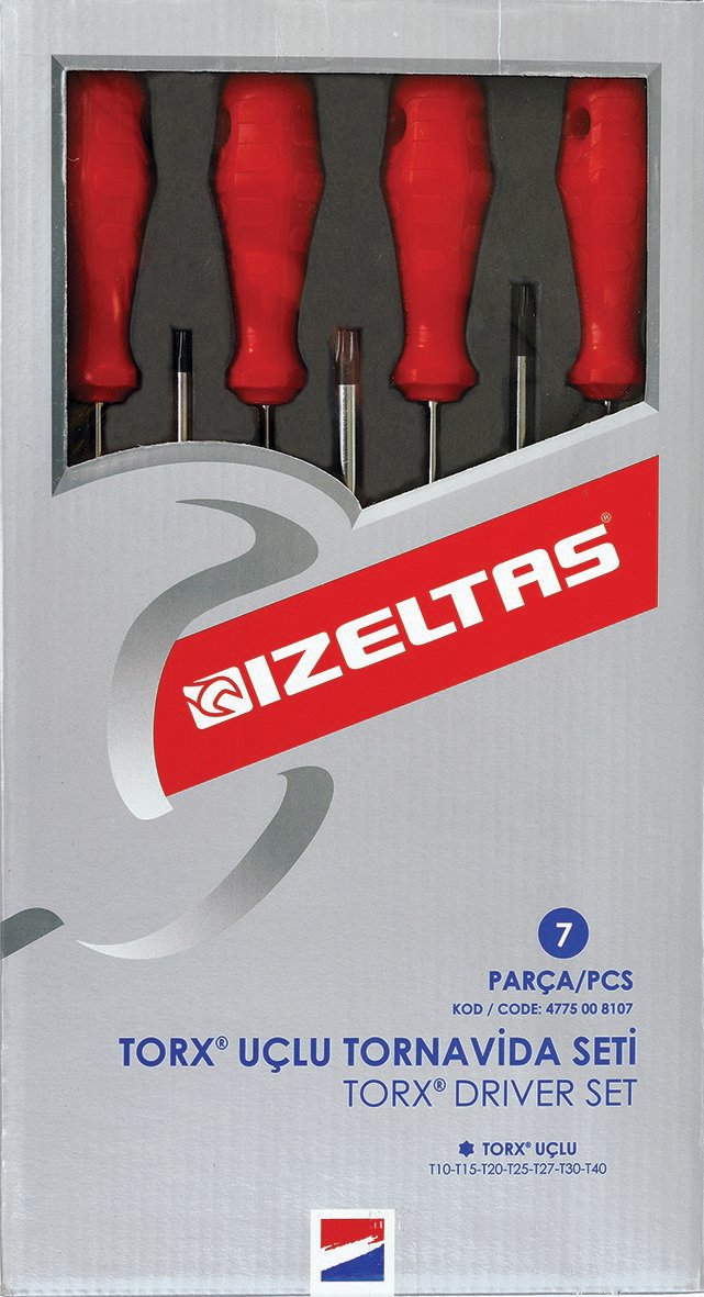 İzeltaş 4775008107 7'Li Torx Uçlu Tornavida Takımı