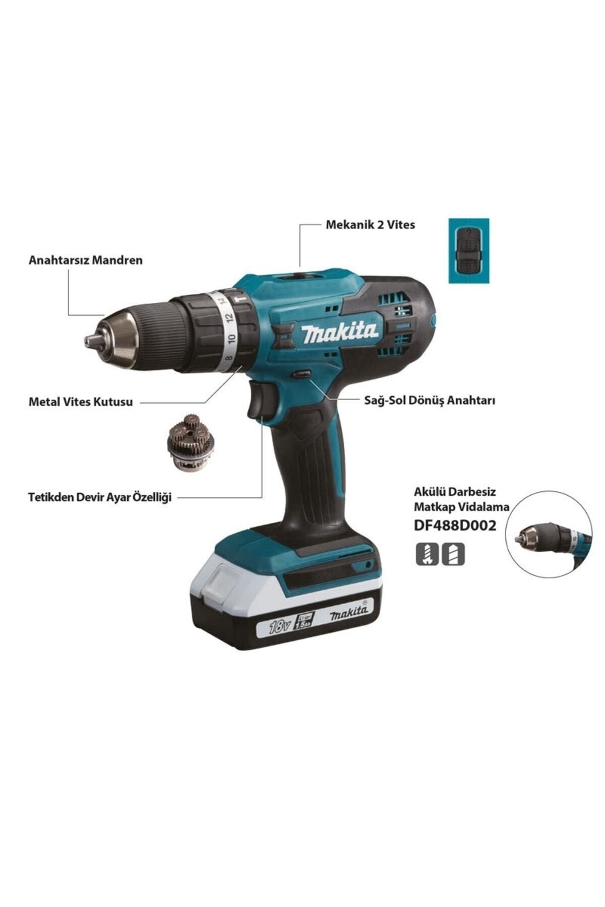 MAKITA DF488D002 AKÜLÜ MATKAP VİDALAMA