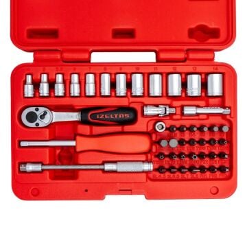 İZELTAŞ 1/4'' ALTI KÖŞE LOKMA ANAH.BİTS SET 48 PARÇ