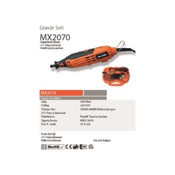 MAX-EXTRA MX2070 MİNİ TAŞLAMA MİKRO SET