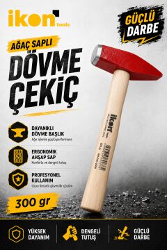 IKON TOOLS AĞAÇ SAPLI DÖVME ÇEKİÇ 300 GR