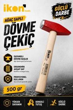 IKON TOOLS AĞAÇ SAPLI DÖVME ÇEKİÇ 500 GR