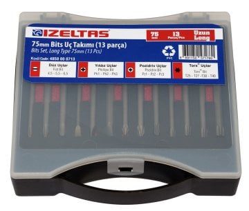 İzeltaş 4850000713 13'Lü Uzun Bits Takım ( 75 Mm )