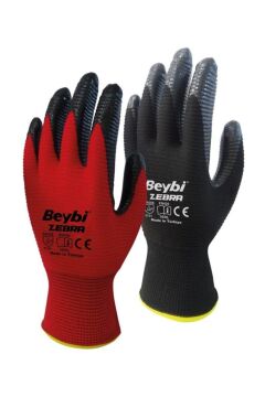 BEYBİ NİTRİL ELDİVEN PN ZEBRA KIRMIZI SİYAH 12 ADET