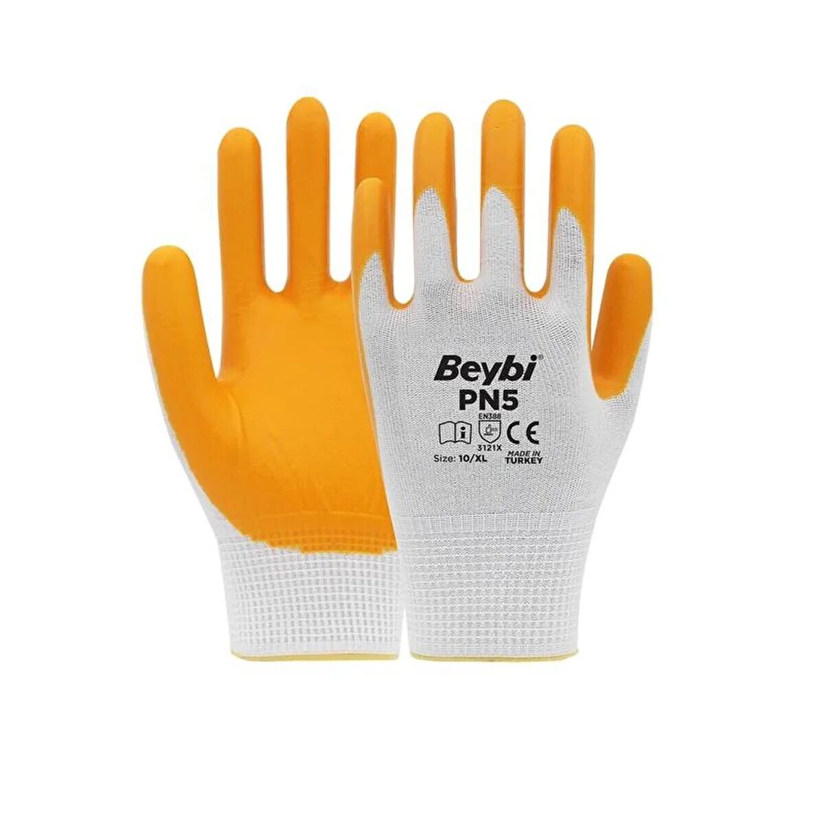 Beybi PN5 İş Eldiveni Sarı Nitril Polyester Örme 10 Numara 12 Çift