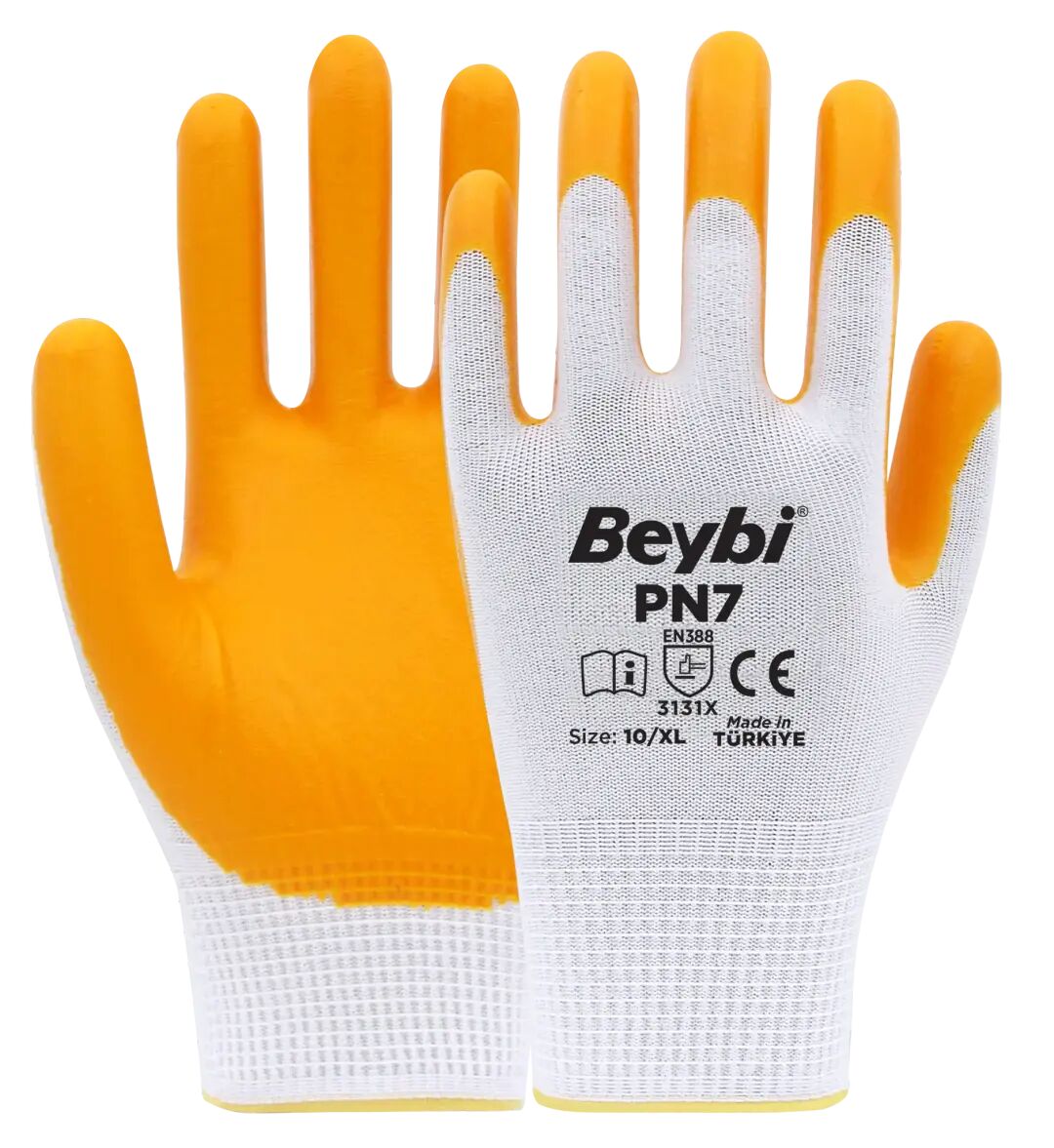 Beybi PN7 İş Eldiveni Sarı Nitril Polyester Örme 10 Numara 288 Çift
