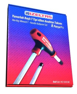 İzeltaş 4921008108 8 Li T Tipi Yuvarlak Başlı Allen Takımı